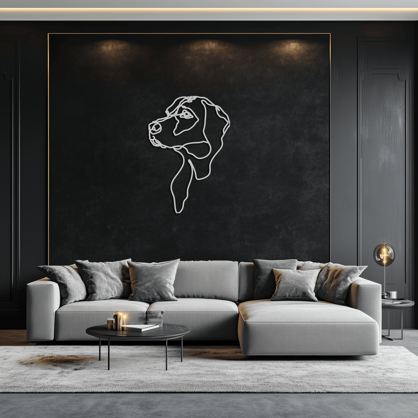 Minimalist Köpek Çizgi Sanatı - Modern Metal Duvar Dekoru - KAF027