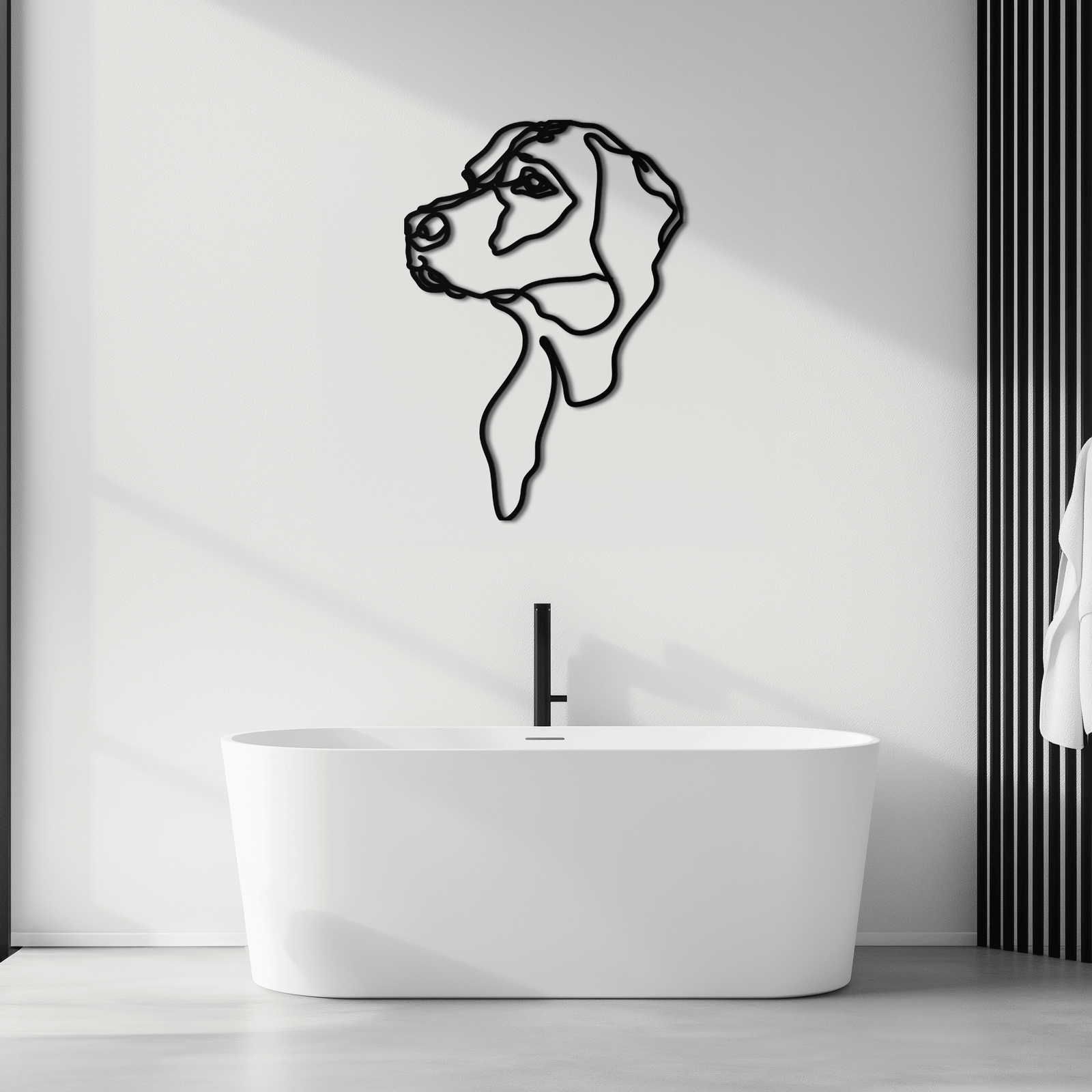 Minimalist Köpek Çizgi Sanatı - Modern Metal Duvar Dekoru - KAF027