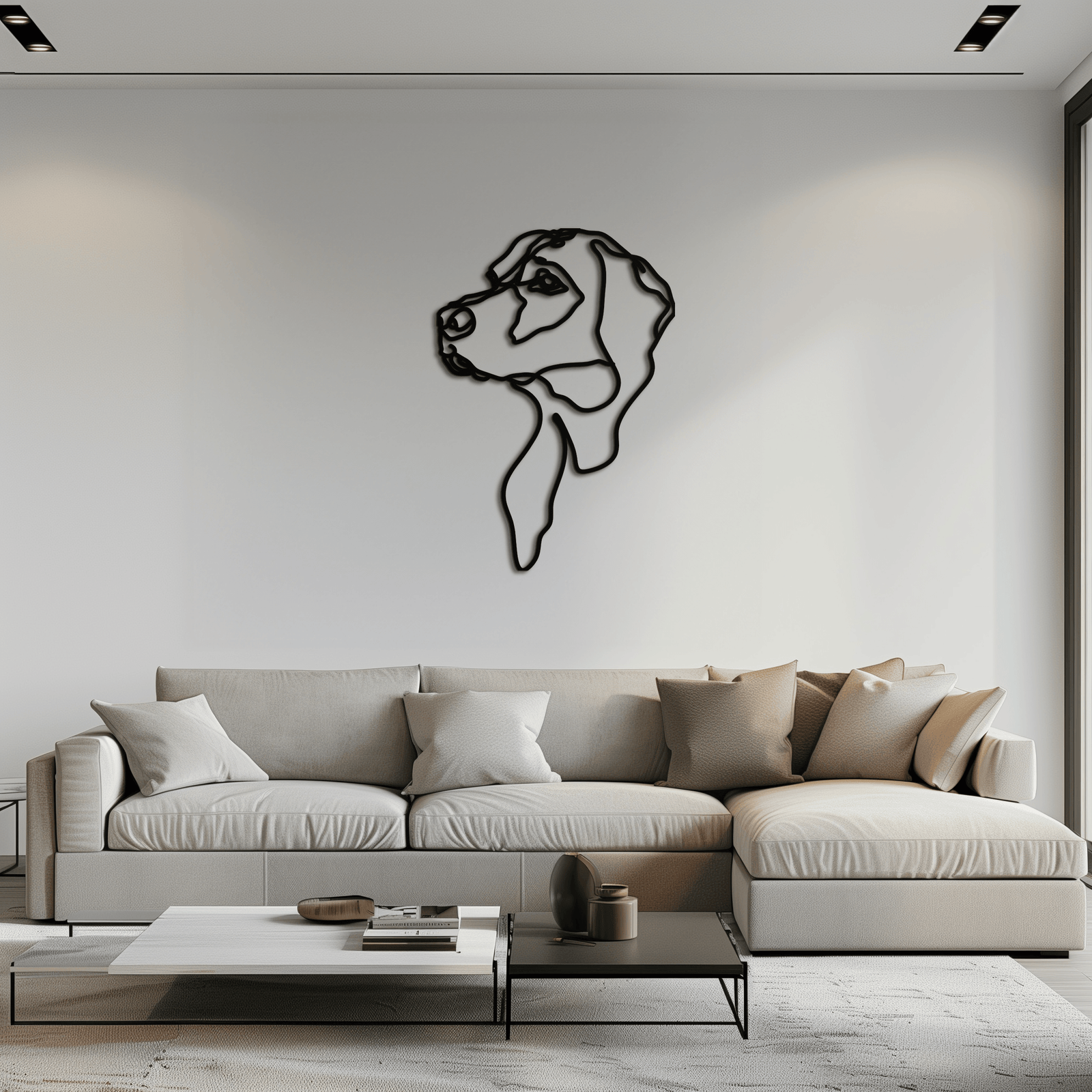 Minimalist Köpek Çizgi Sanatı - Modern Metal Duvar Dekoru - KAF027