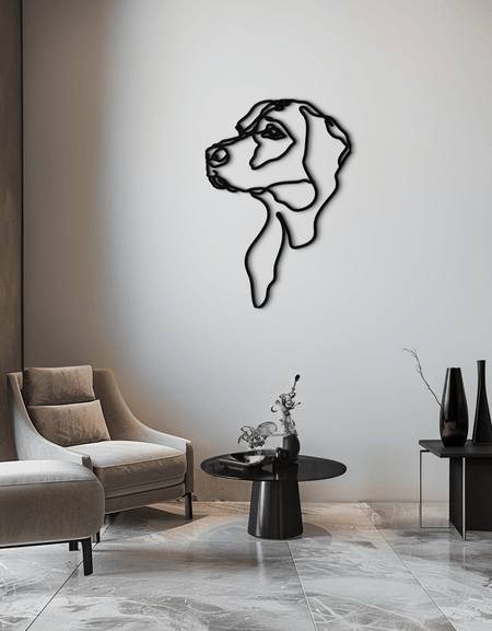 Minimalist Köpek Çizgi Sanatı - Modern Metal Duvar Dekoru - KAF027