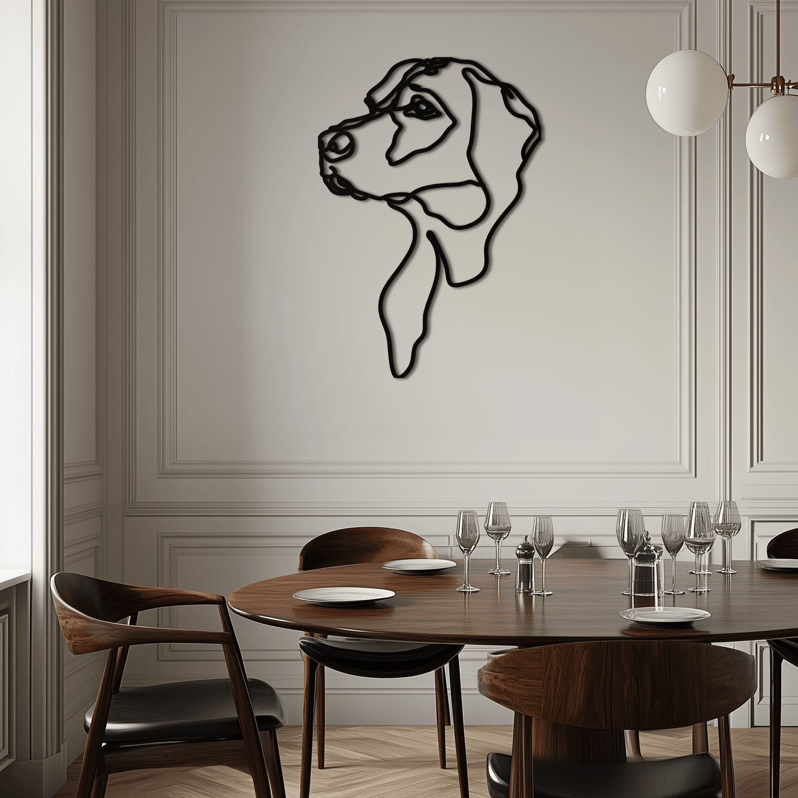 Minimalist Köpek Çizgi Sanatı - Modern Metal Duvar Dekoru - KAF027