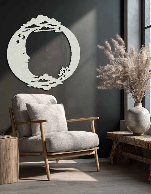 Load image into Gallery viewer, Moon &amp; Stars Metal Wall Art - Celestial-Inspired Steel Wall Decor - KAF029
