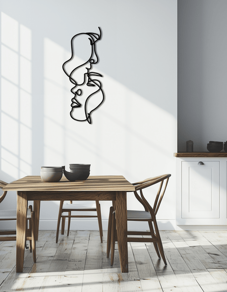 Soyut Aşıklar Metal Duvar Sanatı - Modern Minimalist Çizgi Sanatı - KAF031