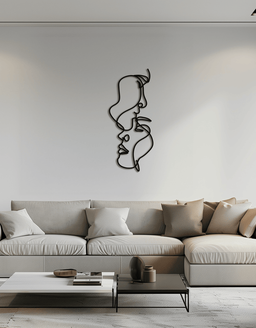 Load image into Gallery viewer, Abstract Lovers Metal Wall Art - Modern Minimalist Line Art - KAF031
