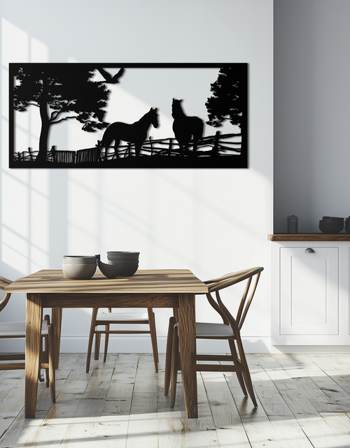 Load image into Gallery viewer, Rustic Horse Farm Metal Wall Art - Steel Wall Decor for Home and Barn - KAF036
