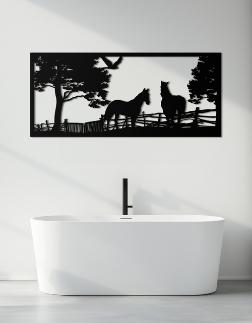 Load image into Gallery viewer, Rustic Horse Farm Metal Wall Art - Steel Wall Decor for Home and Barn - KAF036
