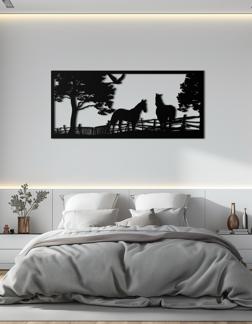 Load image into Gallery viewer, Rustic Horse Farm Metal Wall Art - Steel Wall Decor for Home and Barn - KAF036
