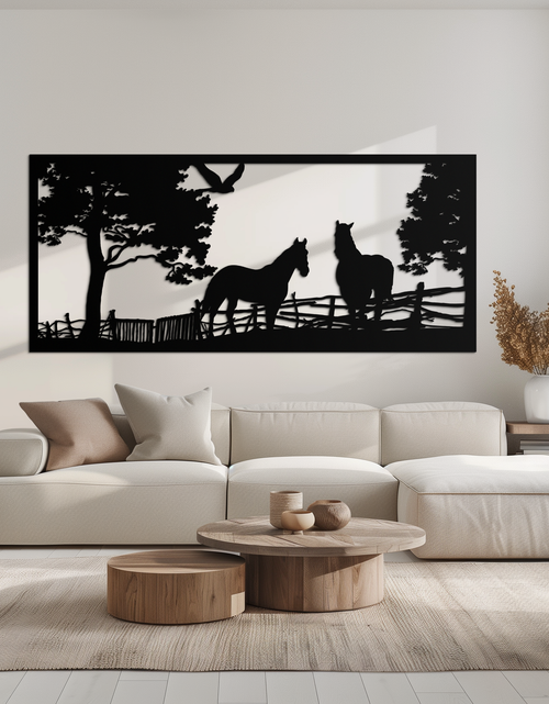 Load image into Gallery viewer, Rustic Horse Farm Metal Wall Art - Steel Wall Decor for Home and Barn - KAF036
