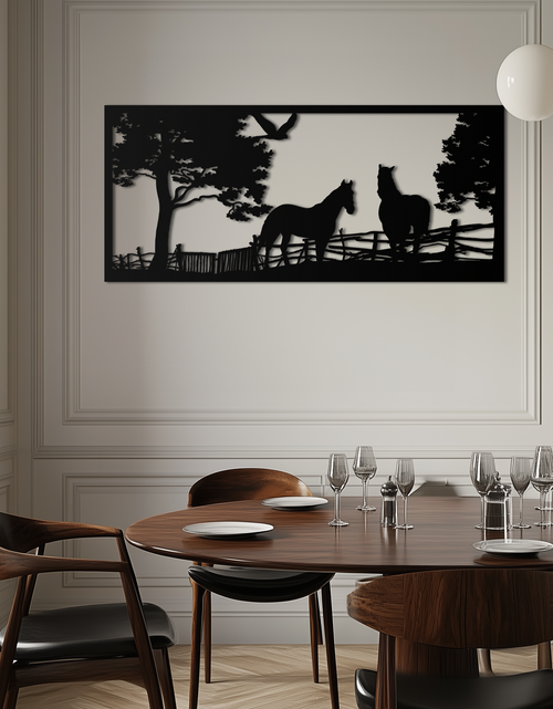Load image into Gallery viewer, Rustic Horse Farm Metal Wall Art - Steel Wall Decor for Home and Barn - KAF036
