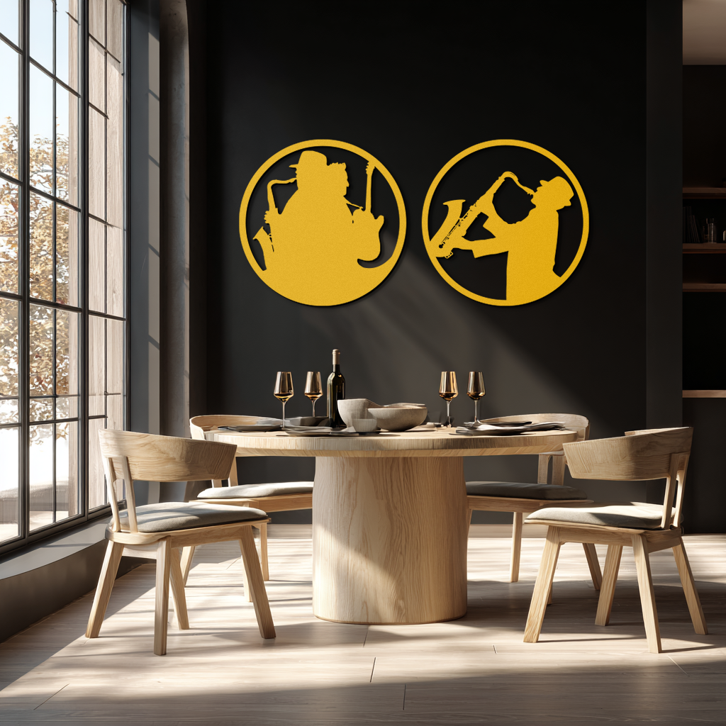 Jazz Musician Metal Wall Art - Set of 2 Steel Wall Decor Pieces - KAF038