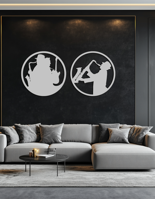 Load image into Gallery viewer, Jazz Musician Metal Wall Art - Set of 2 Steel Wall Decor Pieces - KAF038

