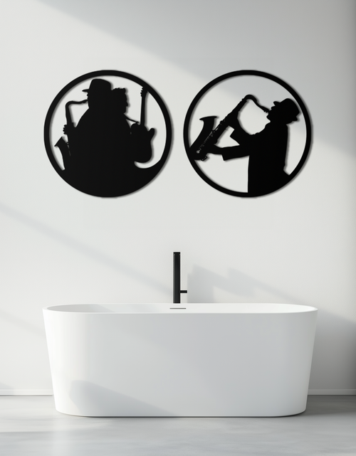 Load image into Gallery viewer, Jazz Musician Metal Wall Art - Set of 2 Steel Wall Decor Pieces - KAF038
