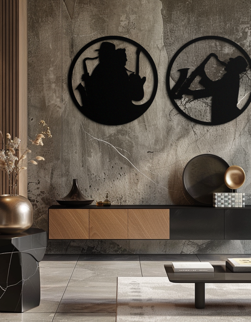 Load image into Gallery viewer, Jazz Musician Metal Wall Art - Set of 2 Steel Wall Decor Pieces - KAF038
