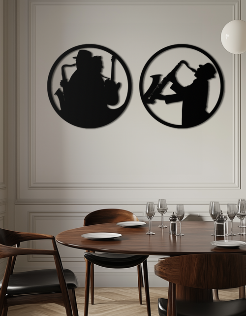 Load image into Gallery viewer, Jazz Musician Metal Wall Art - Set of 2 Steel Wall Decor Pieces - KAF038
