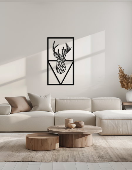 Geometric Deer Metal Wall Art - Modern Steel Wall Decor - KAF040