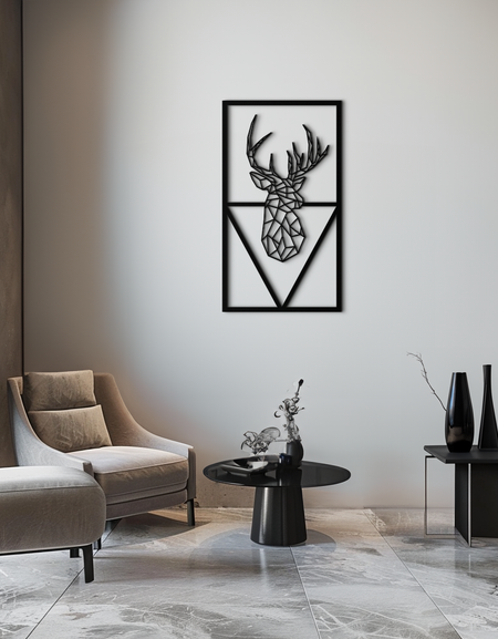Geometric Deer Metal Wall Art - Modern Steel Wall Decor - KAF040