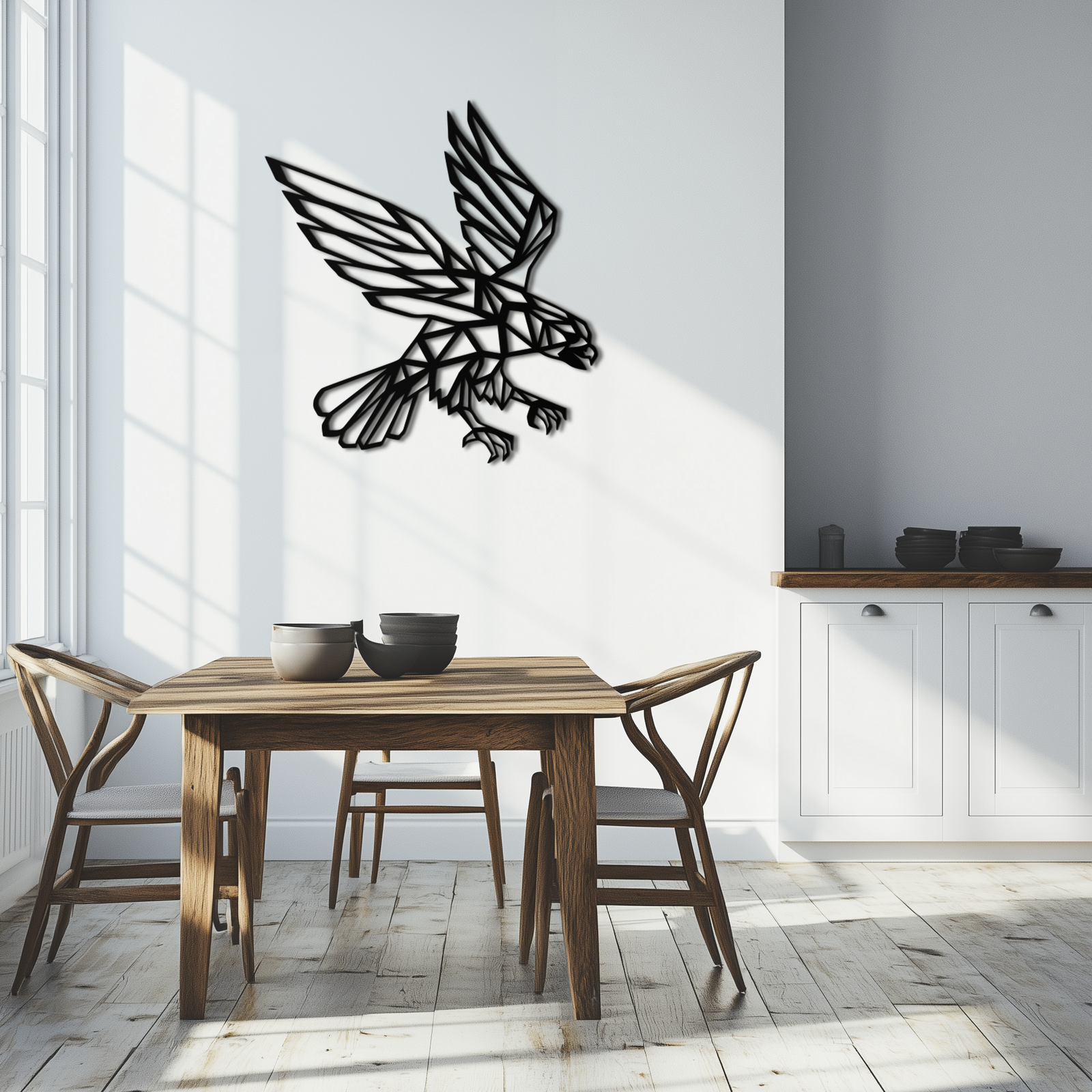 Geometrik Kartal Metal Duvar Sanatı - Modern Çelik Duvar Dekoru - KAF042