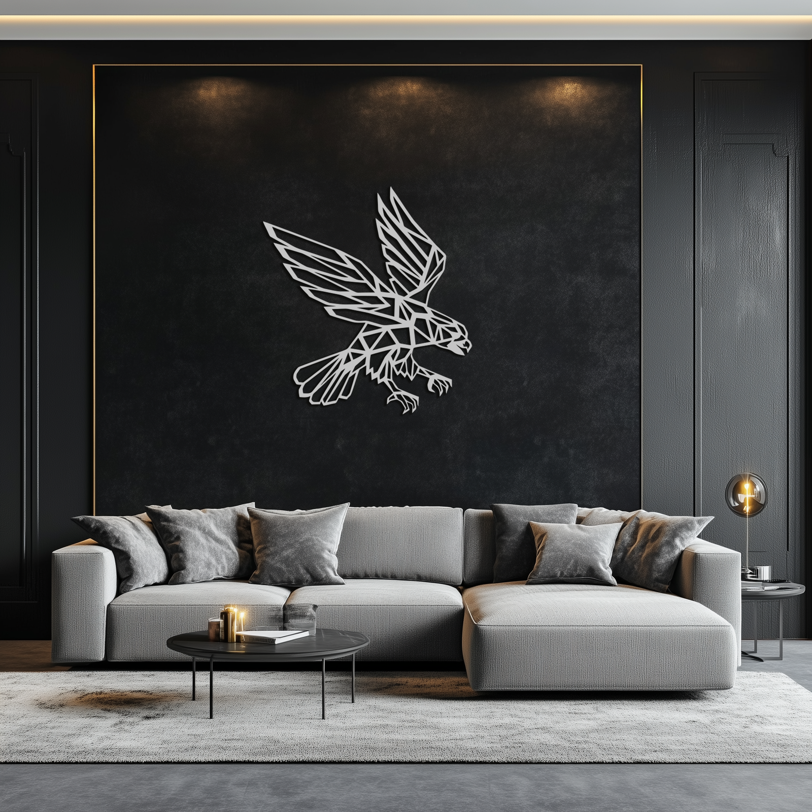 Geometrik Kartal Metal Duvar Sanatı - Modern Çelik Duvar Dekoru - KAF042