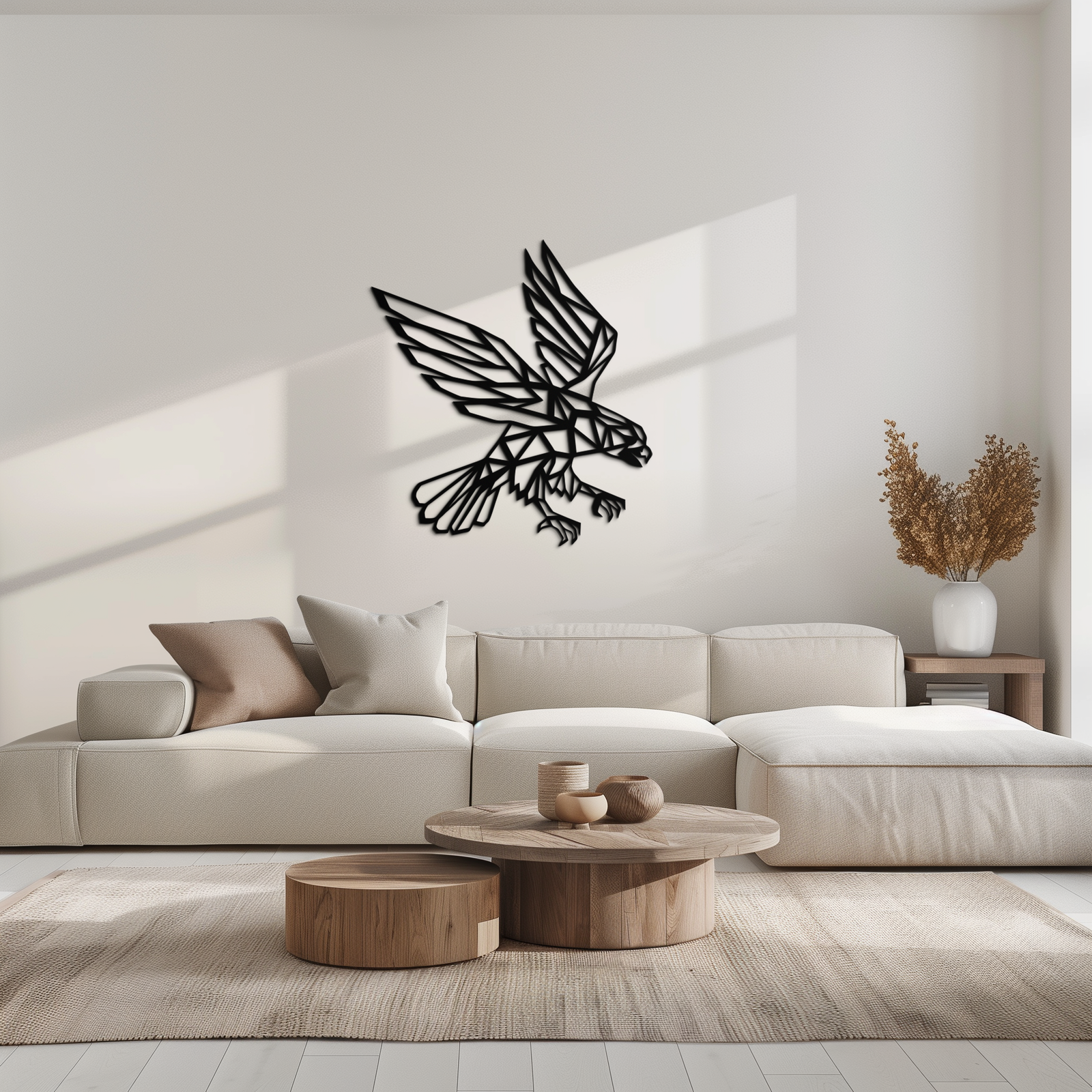 Geometrik Kartal Metal Duvar Sanatı - Modern Çelik Duvar Dekoru - KAF042