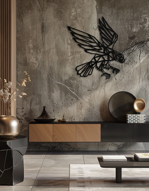 Resmi Galeri görüntüleyicisine yükleyin, Geometrik Kartal Metal Duvar Sanatı - Modern Çelik Duvar Dekoru - KAF042
