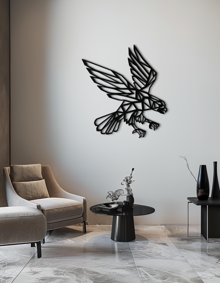 Geometric Eagle Metal Wall Art - Modern Steel Wall Decor - KAF042
