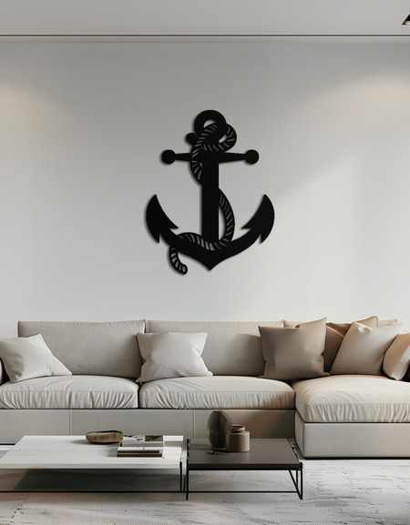 Denizci Çapası Metal Duvar Sanatı - Ev ve Ofis için Çelik Duvar Dekoru - KAF044