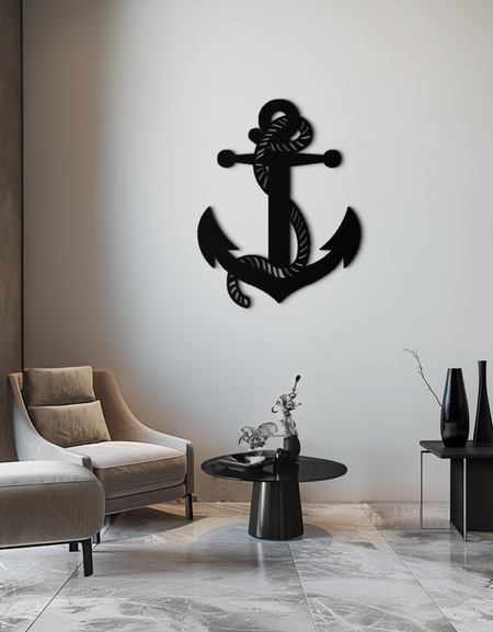 Denizci Çapası Metal Duvar Sanatı - Ev ve Ofis için Çelik Duvar Dekoru - KAF044