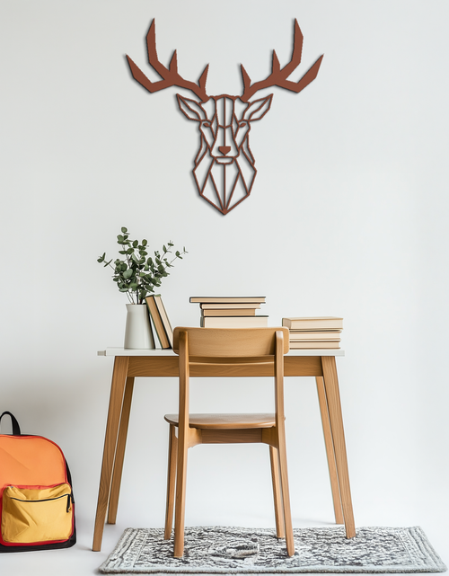 Load image into Gallery viewer, Geometric Deer Head Metal Wall Art - Modern Steel Decor - KAF048

