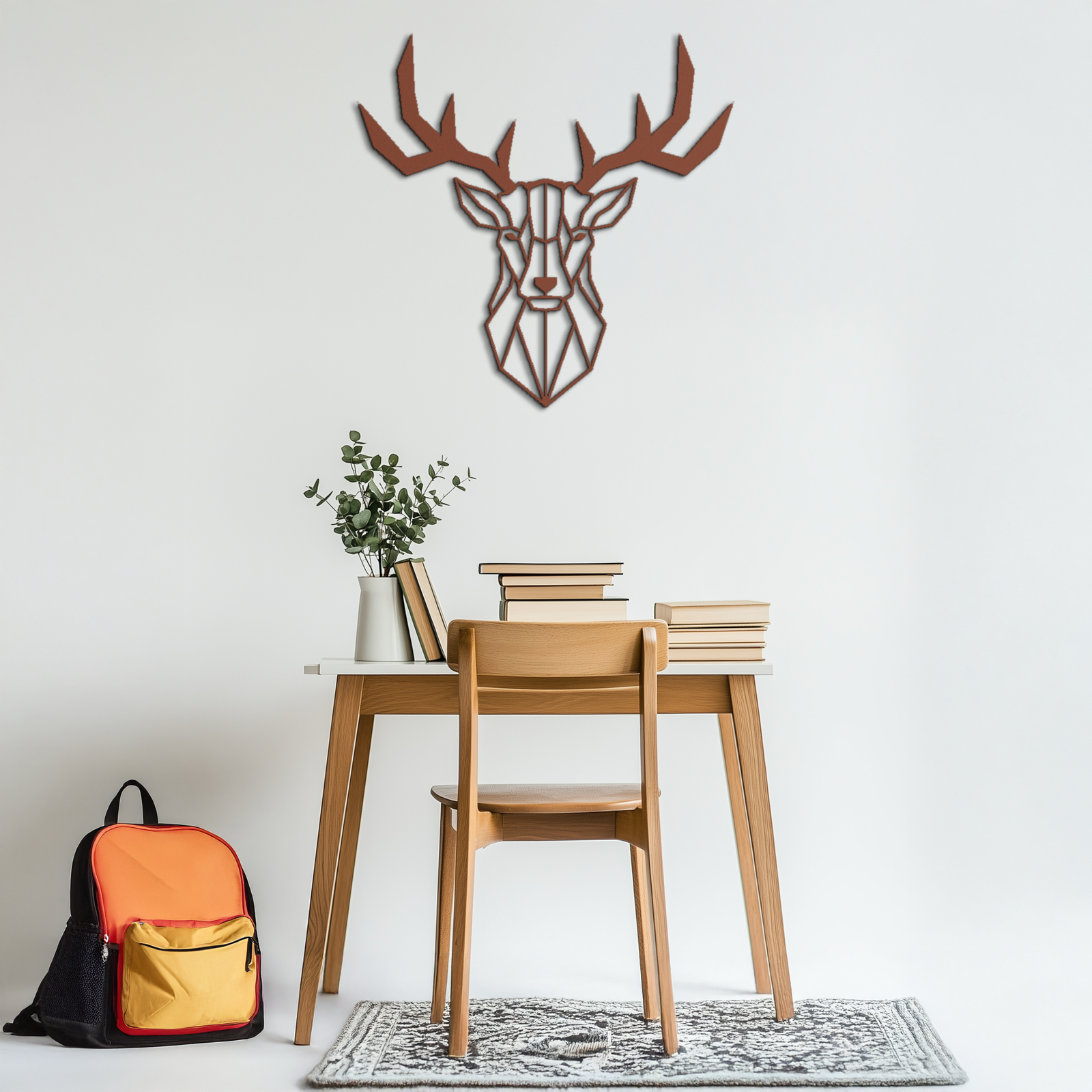 Geometric Deer Head Metal Wall Art - Modern Steel Decor - KAF048