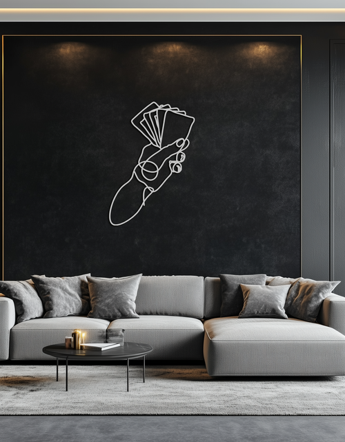 Load image into Gallery viewer, Geometric Hand Holding Cards - Minimalist Metal Wall Art - KAF049
