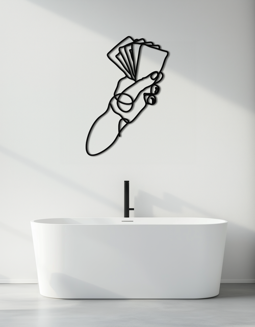 Load image into Gallery viewer, Geometric Hand Holding Cards - Minimalist Metal Wall Art - KAF049
