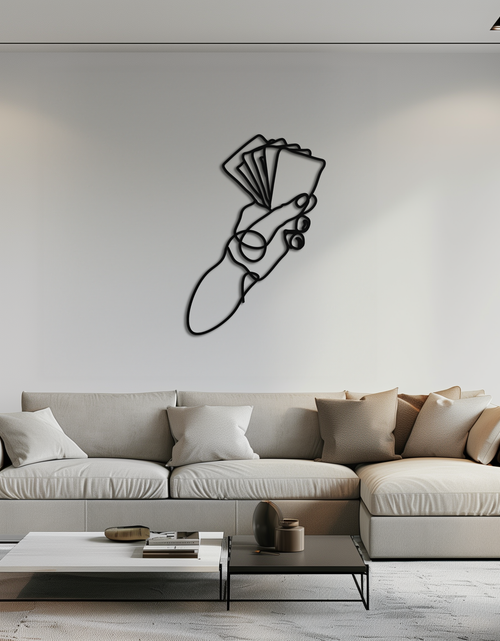 Load image into Gallery viewer, Geometric Hand Holding Cards - Minimalist Metal Wall Art - KAF049
