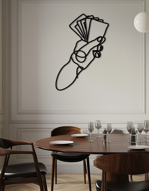 Load image into Gallery viewer, Geometric Hand Holding Cards - Minimalist Metal Wall Art - KAF049
