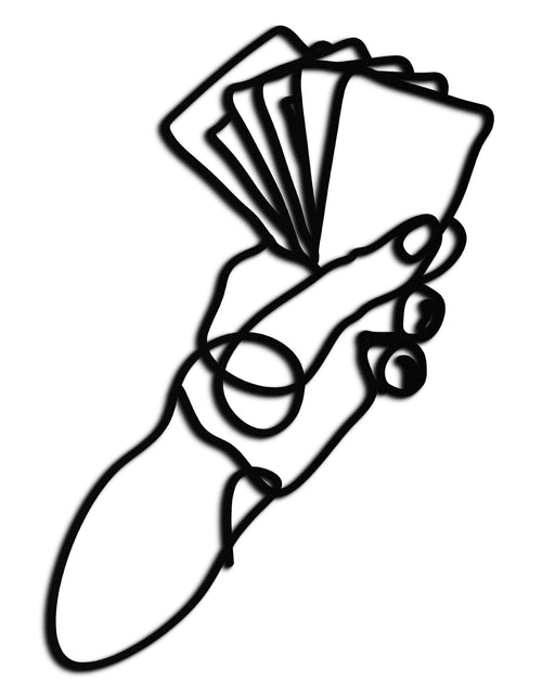 Load image into Gallery viewer, Geometric Hand Holding Cards - Minimalist Metal Wall Art - KAF049
