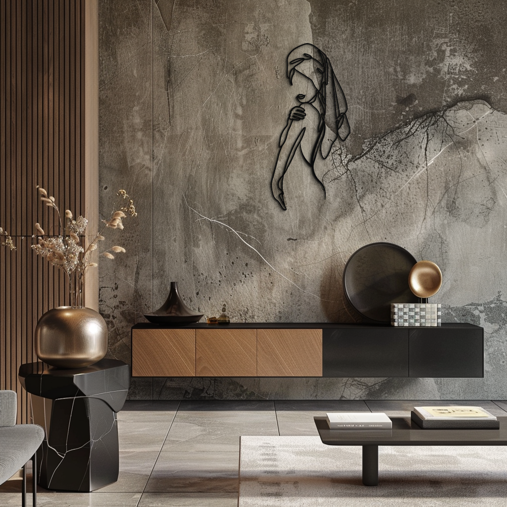 Elegant Bride Metal Wall Art - Minimalist Steel Wall Decor for Modern Spaces - KAF050