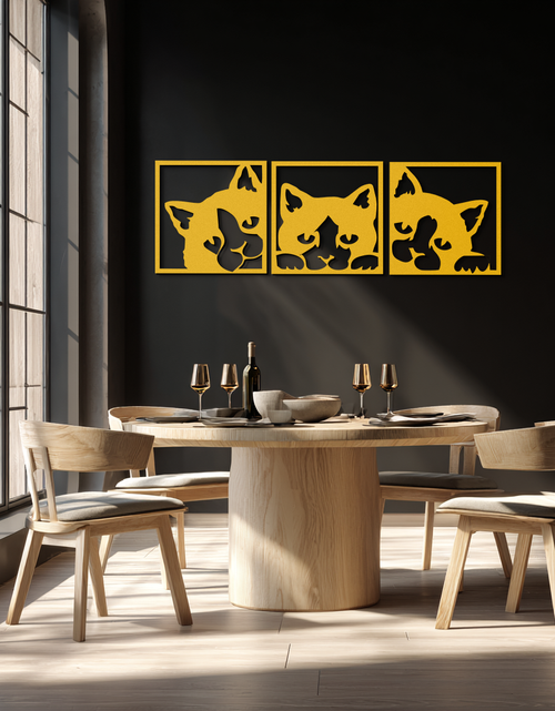 Load image into Gallery viewer, Curious Cats Metal Wall Art - Modern Minimalist Feline Decor - KAF051
