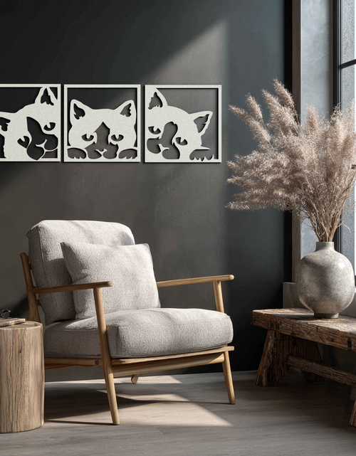 Load image into Gallery viewer, Curious Cats Metal Wall Art - Modern Minimalist Feline Decor - KAF051
