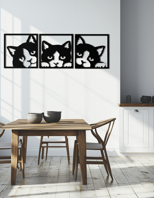 Load image into Gallery viewer, Curious Cats Metal Wall Art - Modern Minimalist Feline Decor - KAF051

