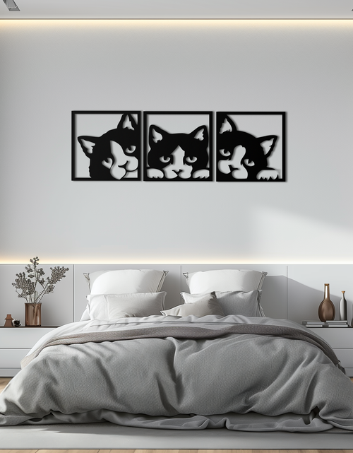 Load image into Gallery viewer, Curious Cats Metal Wall Art - Modern Minimalist Feline Decor - KAF051
