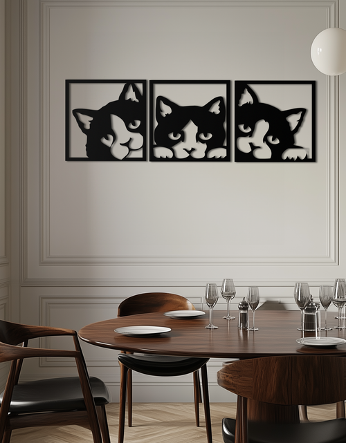 Load image into Gallery viewer, Curious Cats Metal Wall Art - Modern Minimalist Feline Decor - KAF051

