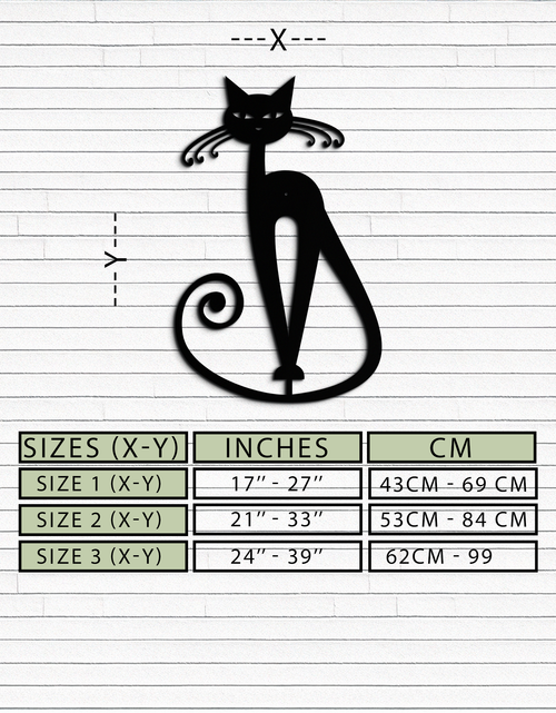 Load image into Gallery viewer, Elegant Cat Metal Wall Art - Geometric Black Metal Wall Sculpture - KAF052

