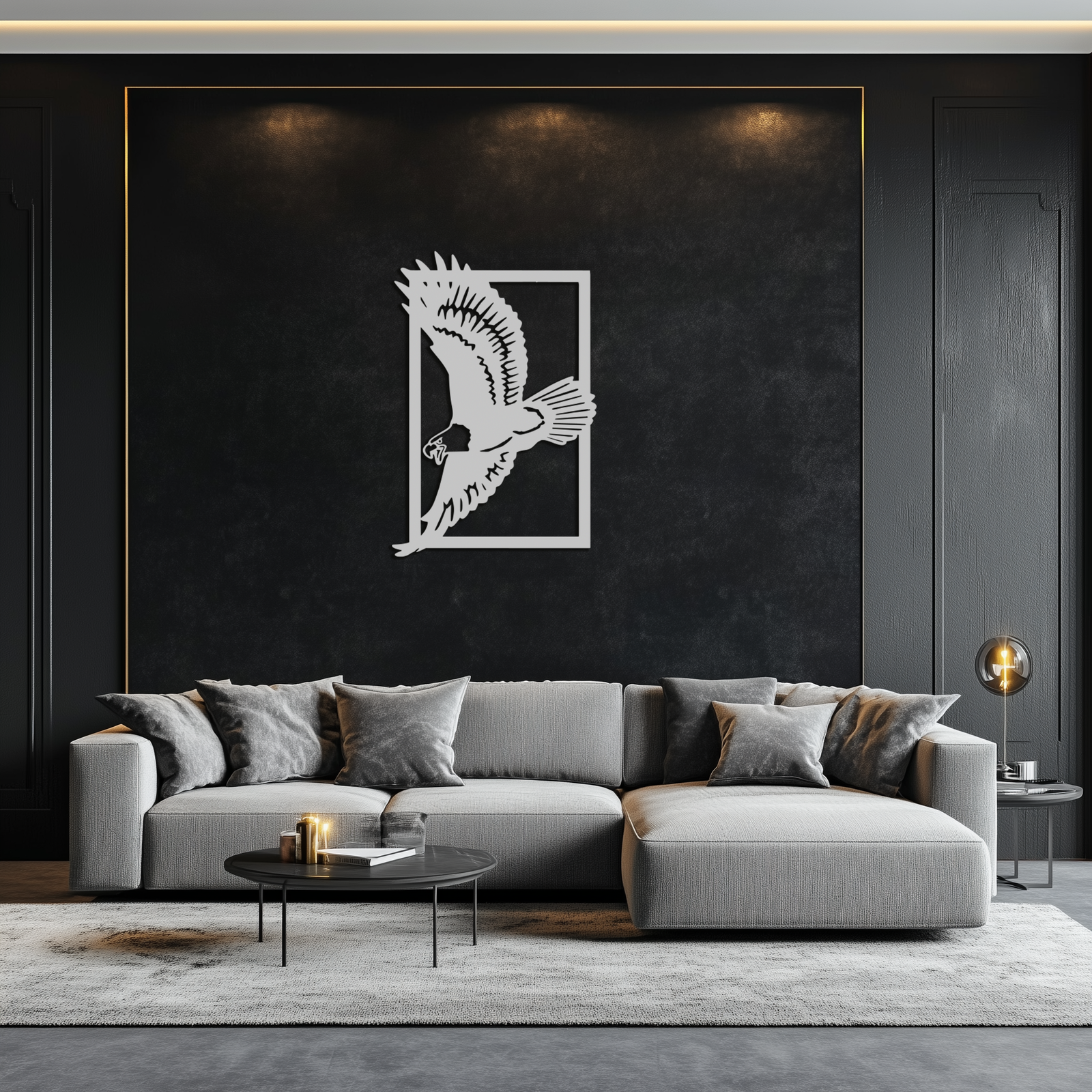 Majestic Eagle Metal Duvar Sanatı - Ev ve Ofis için Çelik Duvar Dekoru - KAF055