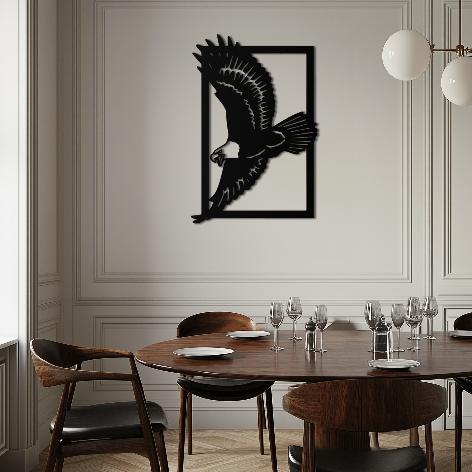 Majestic Eagle Metal Duvar Sanatı - Ev ve Ofis için Çelik Duvar Dekoru - KAF055