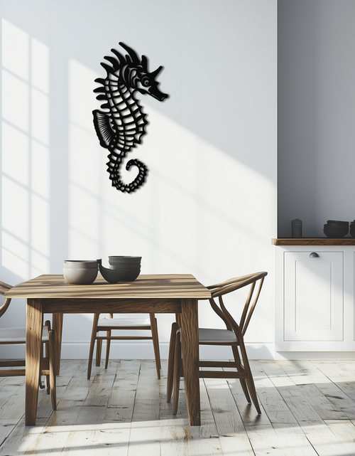 Load image into Gallery viewer, Elegant Seahorse Metal Wall Art - Ocean-Inspired Minimalist Decor - KAF057
