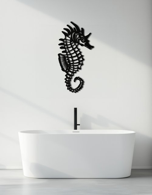 Load image into Gallery viewer, Elegant Seahorse Metal Wall Art - Ocean-Inspired Minimalist Decor - KAF057
