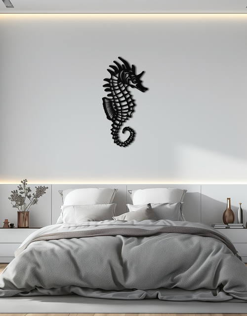 Load image into Gallery viewer, Elegant Seahorse Metal Wall Art - Ocean-Inspired Minimalist Decor - KAF057
