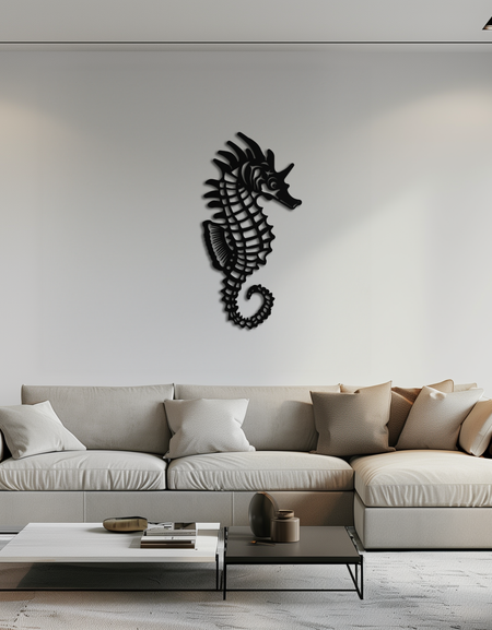 Elegant Seahorse Metal Wall Art - Ocean-Inspired Minimalist Decor - KAF057