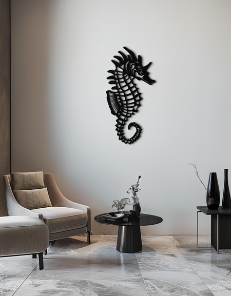 Elegant Seahorse Metal Wall Art - Ocean-Inspired Minimalist Decor - KAF057