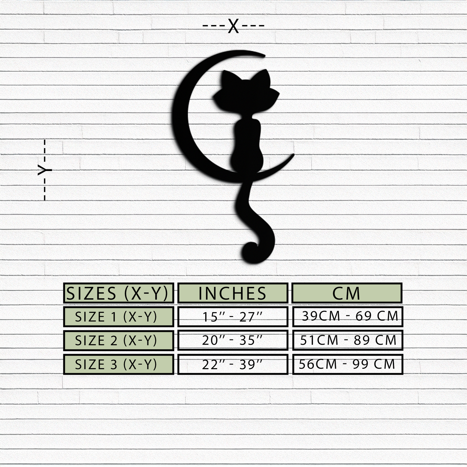 Moonlight Cat Metal Duvar Sanatı - Zarif Kedi Silueti Dekoru - KAF058