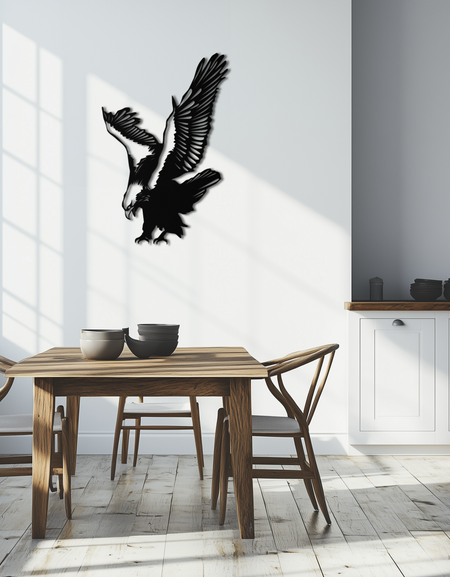 Majestic Eagle Metal Duvar Sanatı - Güçlü Çelik Kuş Silüeti - KAF059